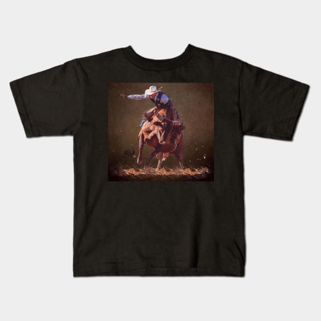 Bull Rider Kids T-Shirt by MarieDarcy